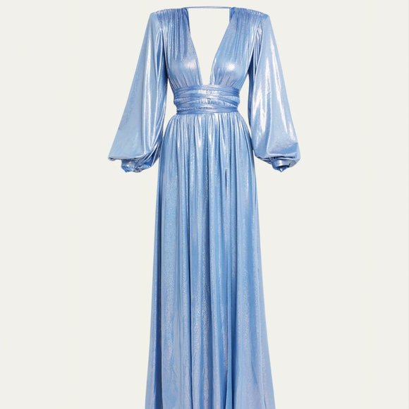 Bronx and Banco, Zoe Metallic Gown, Periwinkle, NWT, M - Picture 5 of 8